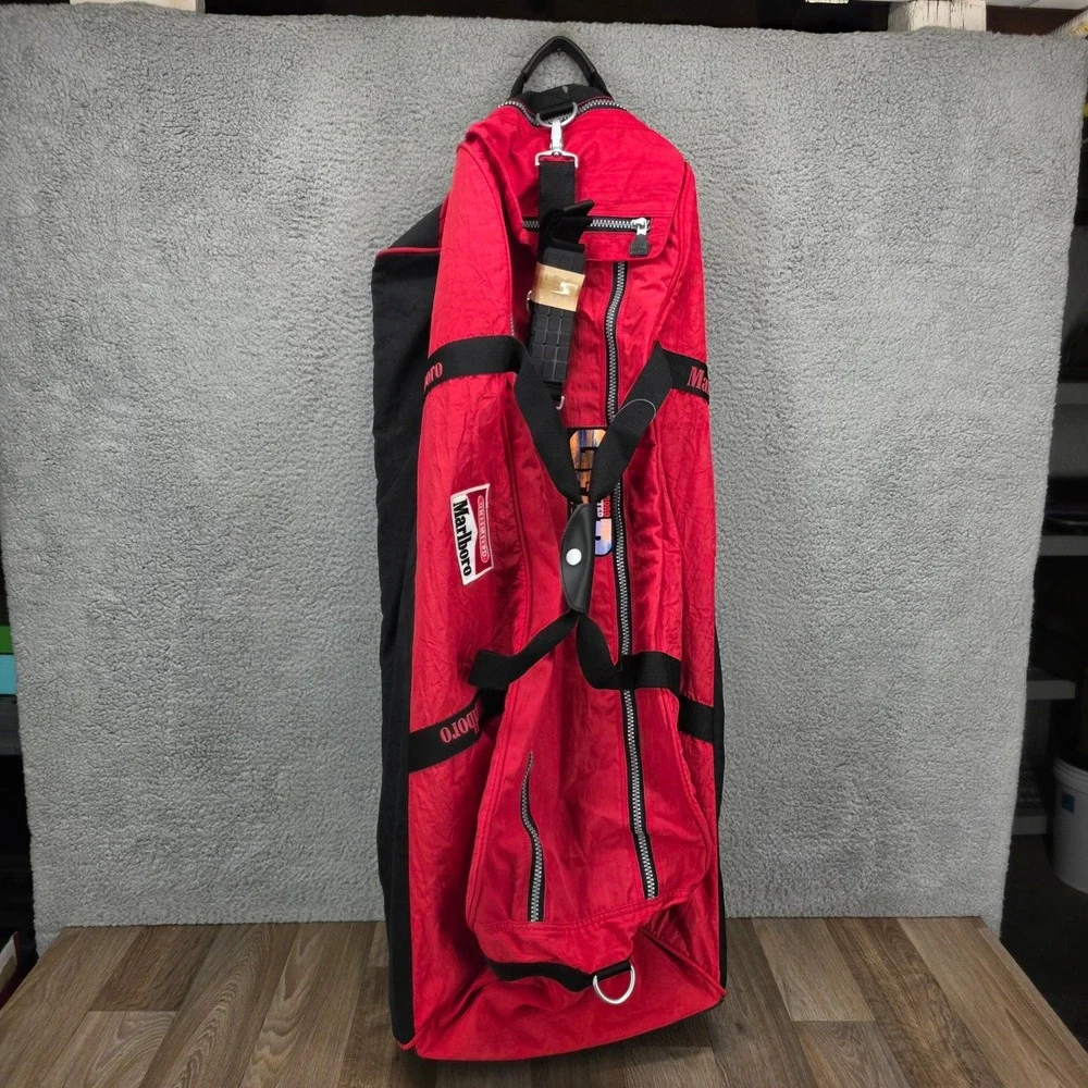 Marlboro Unlimited Gear Red Black Rolling‎ Duffle Bag Vintage 90s Travel Luggage